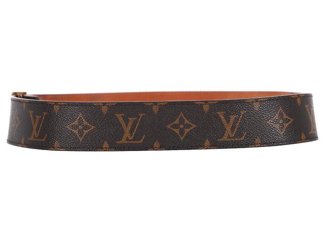 Cinturón Monogram Initiales Louis Vuitton en lona marrón Castaño Roja - vista 16