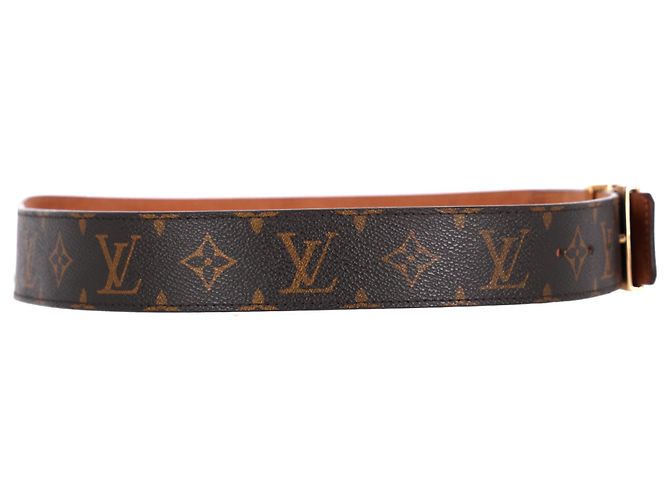 Cinturón Monogram Initiales Louis Vuitton en lona marrón Castaño Roja - vista 17