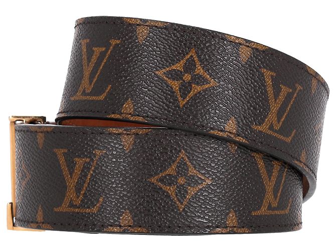Cinturón Monogram Initiales Louis Vuitton en lona marrón Castaño Roja - vista 2
