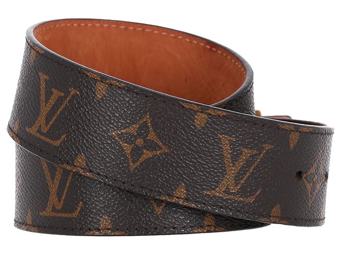 Cinturón Monogram Initiales Louis Vuitton en lona marrón Castaño Roja - vista 3