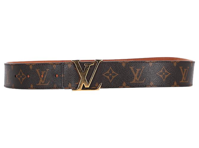 Cinturón Monogram Initiales Louis Vuitton en lona marrón Castaño Roja - vista 4