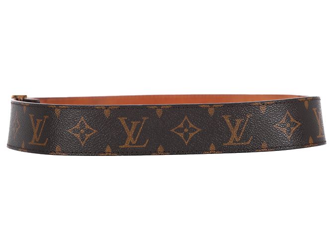 Cinturón Monogram Initiales Louis Vuitton en lona marrón Castaño Roja - vista 5