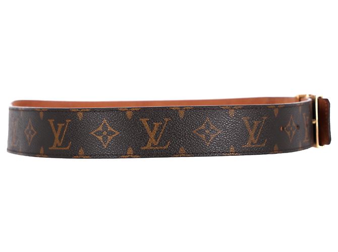 Cinturón Monogram Initiales Louis Vuitton en lona marrón Castaño Roja - vista 6
