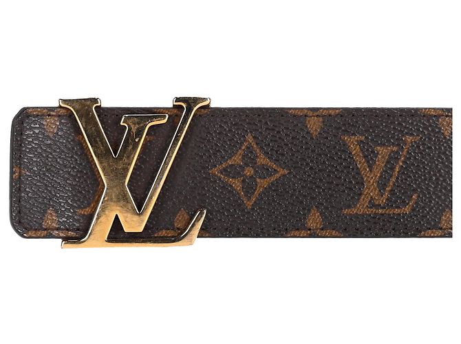 Cinturón Monogram Initiales Louis Vuitton en lona marrón Castaño Roja - vista 7