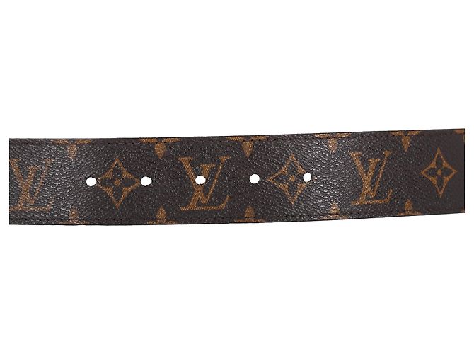 Cinturón Monogram Initiales Louis Vuitton en lona marrón Castaño Roja - vista 8