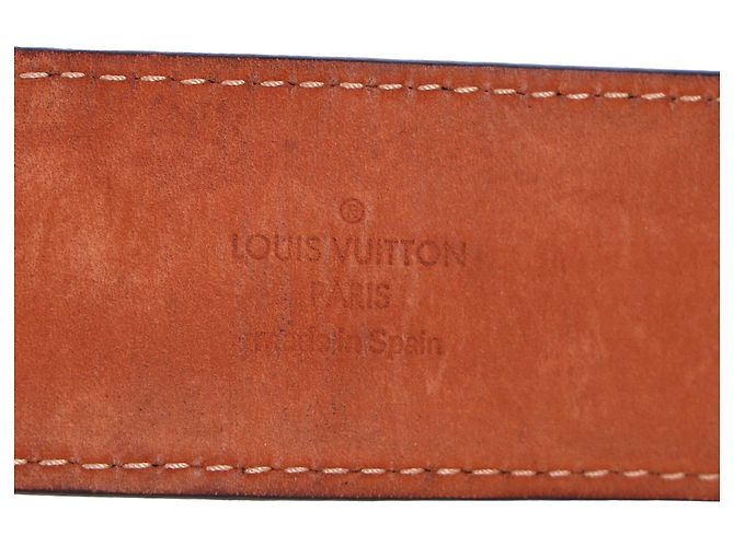 Cinturón Monogram Initiales Louis Vuitton en lona marrón Castaño Roja - vista 9