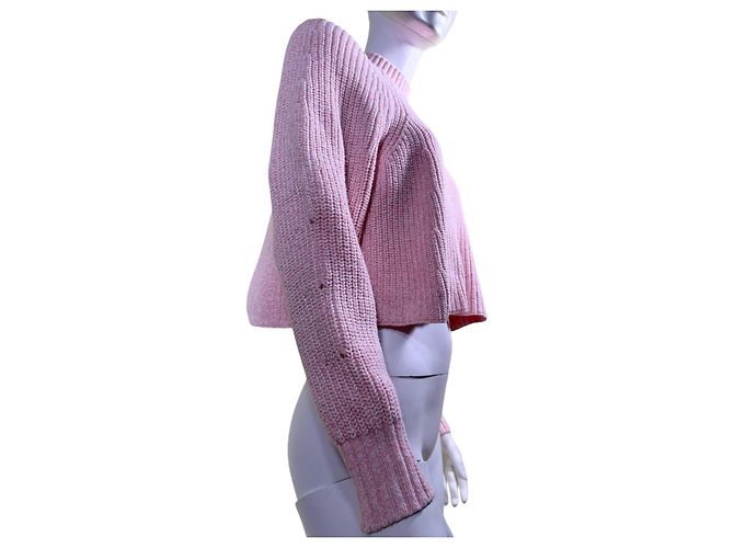 Club Monaco Rosa Crop-Pullover aus Baumwolle Pink - Ansicht 3