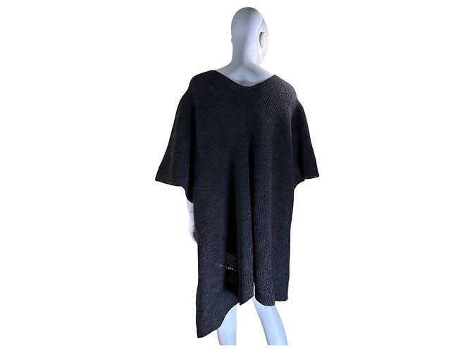 Autre Marque Rabens Saloner Loisa Rib Kaftan Poncho Grau - Ansicht 5