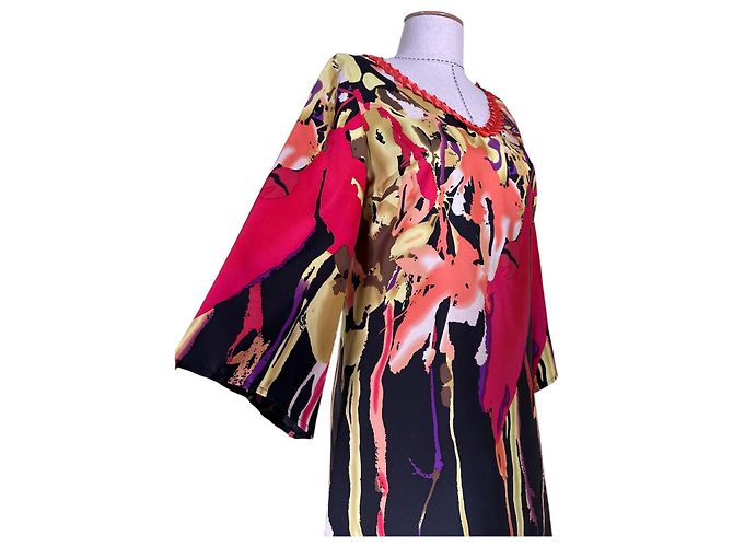 Autre Marque Vestido midi de seda Creton Multicolor - vista 3