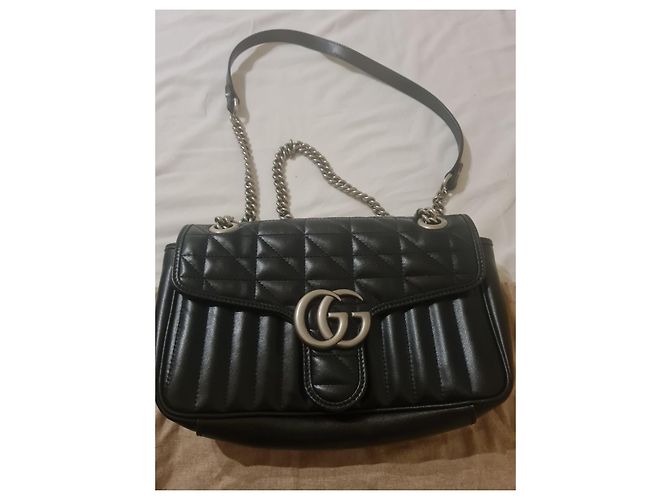 Marmont Borsa a mano Gucci in pelle e vernice nera Nero - vista 2
