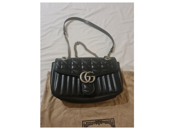 Marmont Borsa a mano Gucci in pelle e vernice nera Nero - vista 3