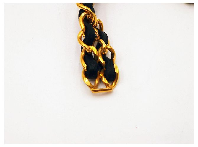 Chanel-Medaillon und doppelte Lederketten-Gürtel Gold hardware - Ansicht 7