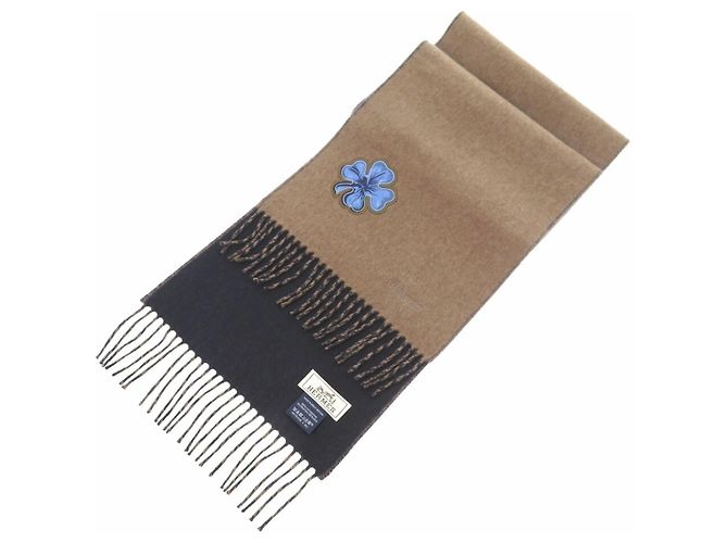 Sciarpa in cashmere Lucky Clover di Hermès Marrone Blu navy - vista 2