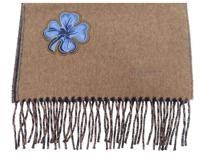 Sciarpa in cashmere Lucky Clover di Hermès Marrone Blu navy - vista 4