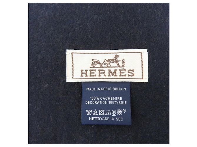 Sciarpa in cashmere Lucky Clover di Hermès Marrone Blu navy - vista 6