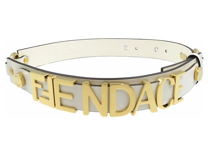 Cintura in pelle e metallo Fendi Versace Bianco - vista 2