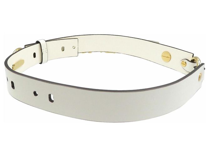 Cintura in pelle e metallo Fendi Versace Bianco - vista 3