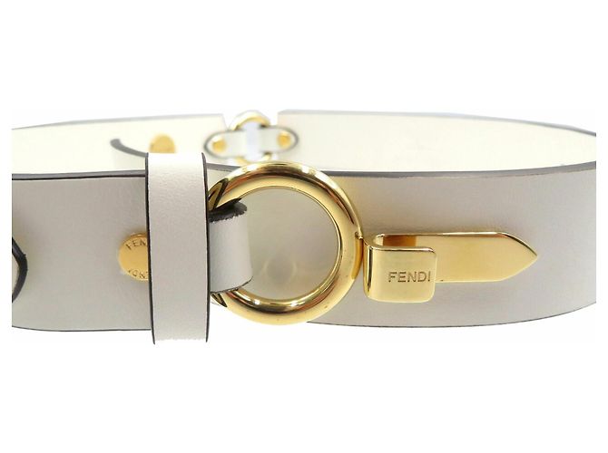 Cintura in pelle e metallo Fendi Versace Bianco - vista 5