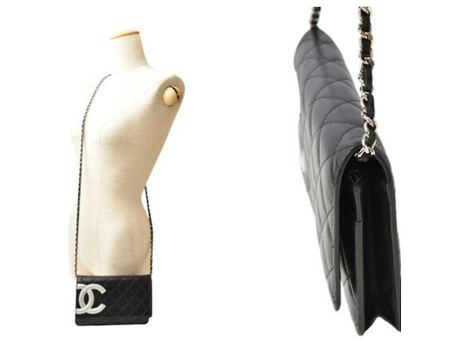 Cambon Chanel schwarze Lederkette Brieftasche - Ansicht 3