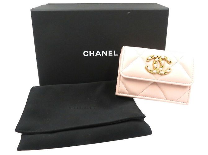 Cartera plegable Chanel 19 Disneuf Small Coco Mark Rosa - vista 4