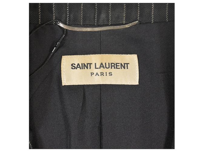 Saint Laurent Pinstripe Single-Breasted Blazer with Pockets in Black Wool - view 5