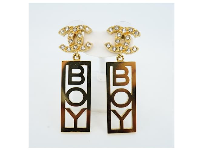 Orecchini in strass Chanel COCO MARK BOY D'oro - vista 2