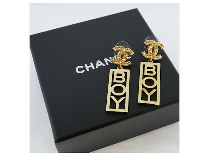 Orecchini in strass Chanel COCO MARK BOY D'oro - vista 7