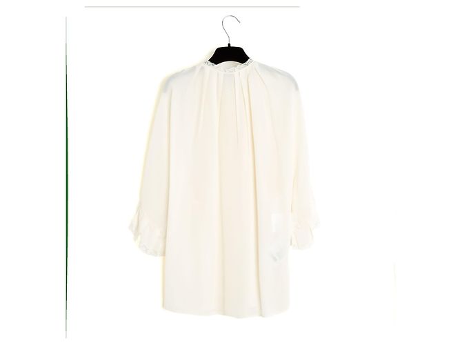 Blusa Prada Top FR36/38 Ecru de Seda com Mangas Frontais UK8/10 US6/8 - vista 4