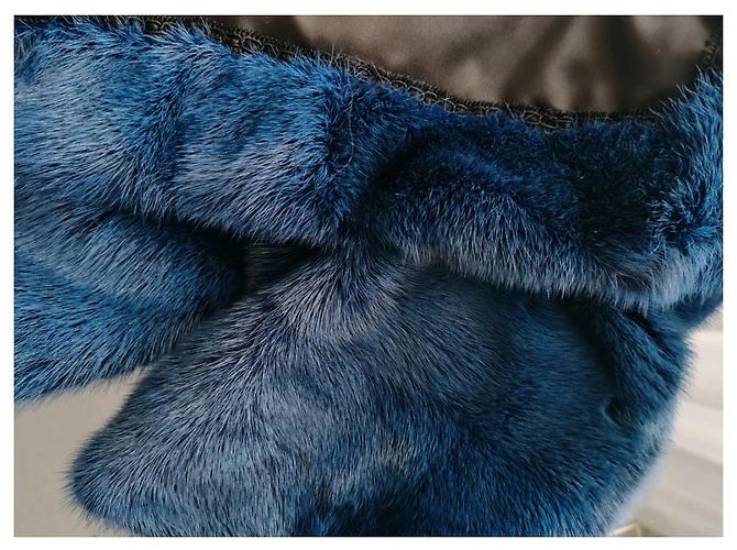 Autre Marque Chaqueta de piel de visón americano azul - vista 7