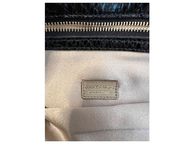 Jimmy Choo Clutch aus schwarzem glänzendem Pythonleder - Ansicht 7