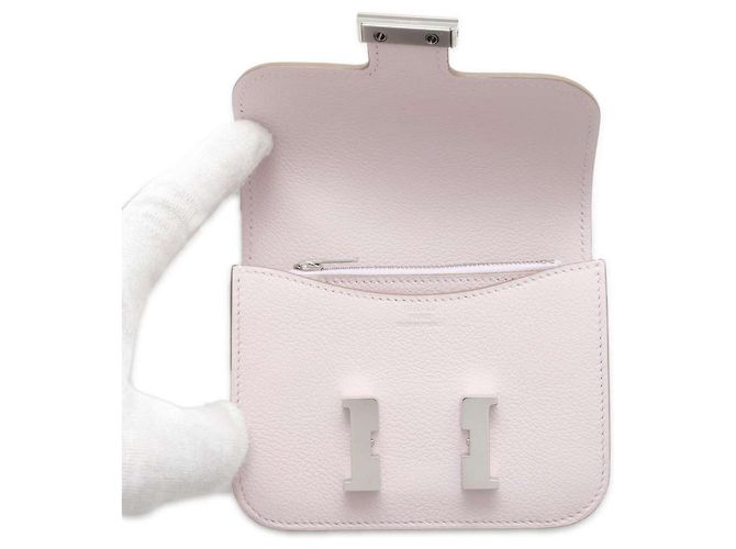 Hermès Portafoglio Hermes Constance Mauve Pale Evercolor Bianco - vista 4