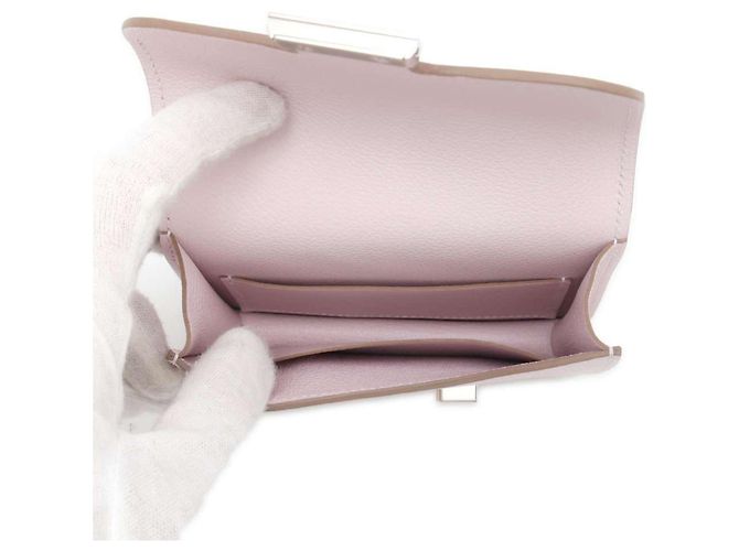 Hermès Portafoglio Hermes Constance Mauve Pale Evercolor Bianco - vista 6