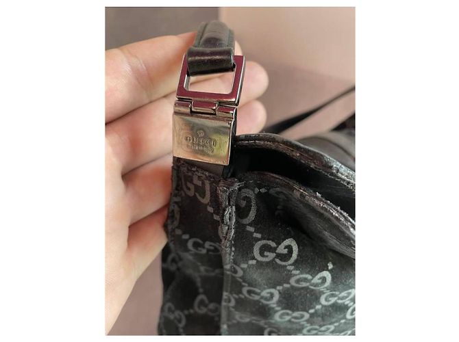 Marmont Borsa a spalla Gucci Jackie in suede Guccissima nera Nero - vista 2