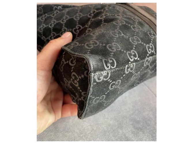 Marmont Borsa a spalla Gucci Jackie in suede Guccissima nera Nero - vista 3