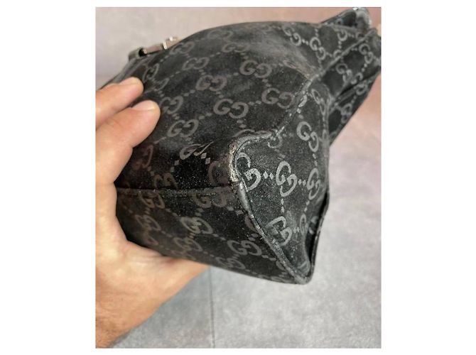 Marmont Borsa a spalla Gucci Jackie in suede Guccissima nera Nero - vista 4