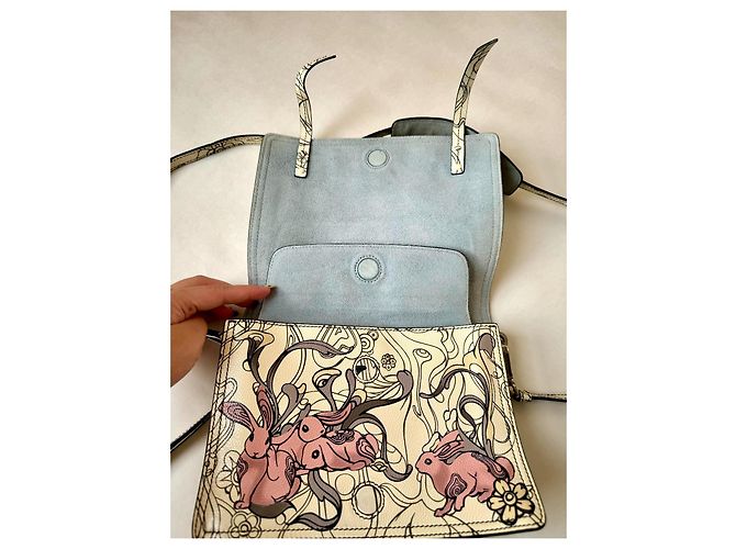 Borsa a flap in pelle stampata Etiquette Edizione Limitata Prada x James Jean Beige - vista 3