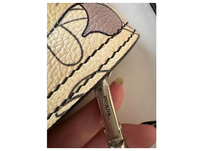 Borsa a flap in pelle stampata Etiquette Edizione Limitata Prada x James Jean Beige - vista 8