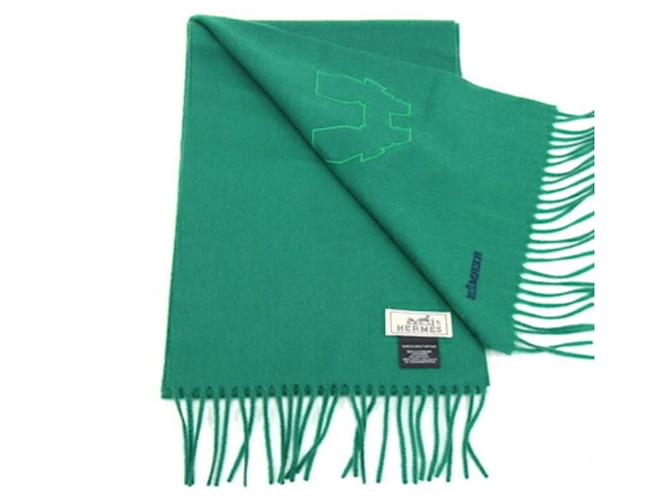 Hermès Sciarpa in cashmere verde Hermes - vista 3