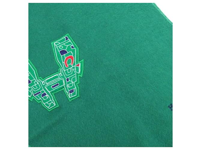 Hermès Sciarpa in cashmere verde Hermes - vista 4
