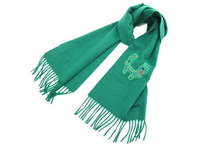 Hermès Sciarpa in cashmere verde Hermes - vista 6
