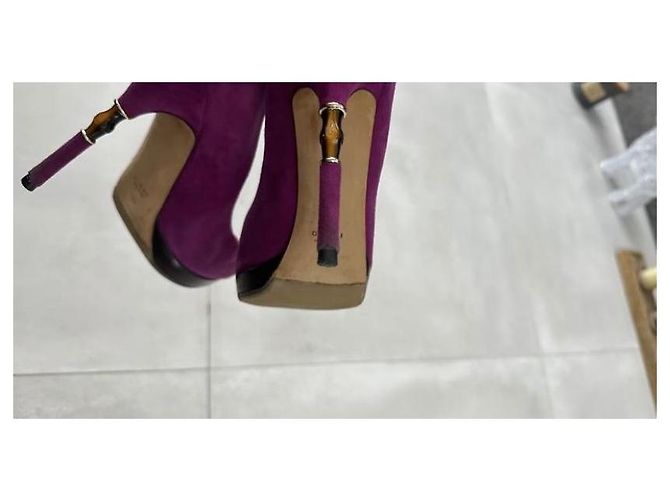 Marmont Tacchi in suede viola Gucci Porpora - vista 5