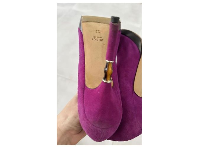 Marmont Tacchi in suede viola Gucci Porpora - vista 8