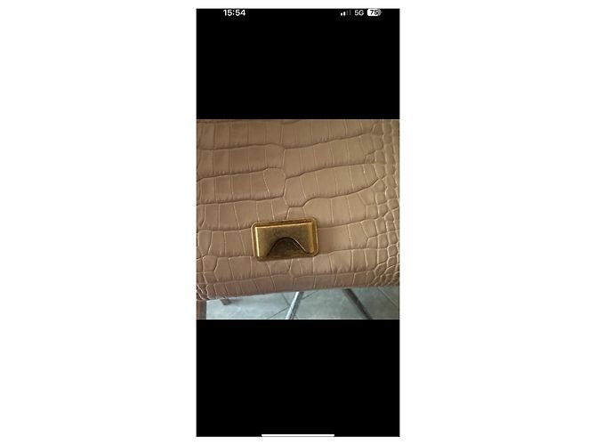 Max Mara Borsa a Spalla Rosa Croco in Pelle - vista 13