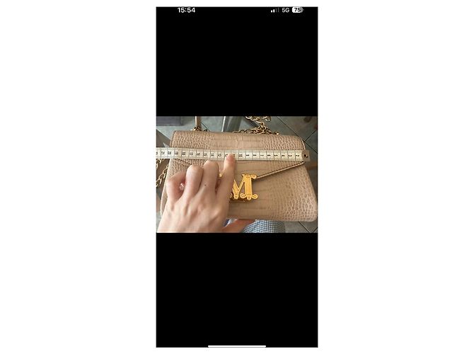 Max Mara Borsa a Spalla Rosa Croco in Pelle - vista 14