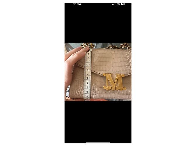 Max Mara Borsa a Spalla Rosa Croco in Pelle - vista 15