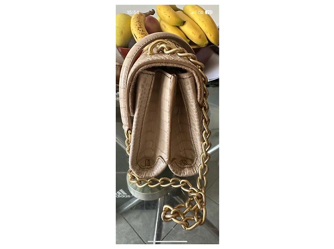 Max Mara Borsa a Spalla Rosa Croco in Pelle - vista 2