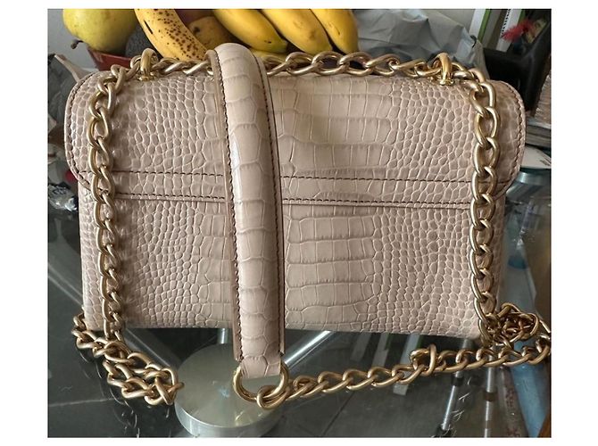 Max Mara Borsa a Spalla Rosa Croco in Pelle - vista 3