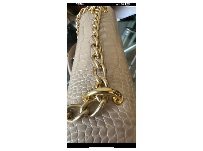 Max Mara Borsa a Spalla Rosa Croco in Pelle - vista 5