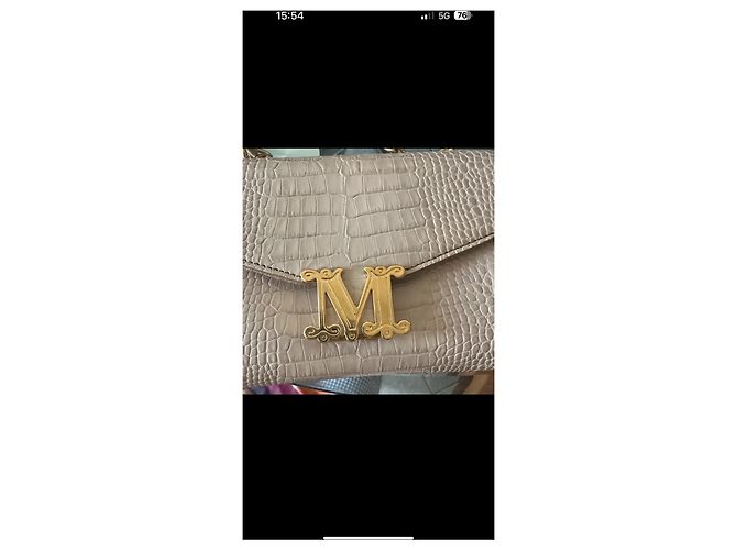 Max Mara Borsa a Spalla Rosa Croco in Pelle - vista 7