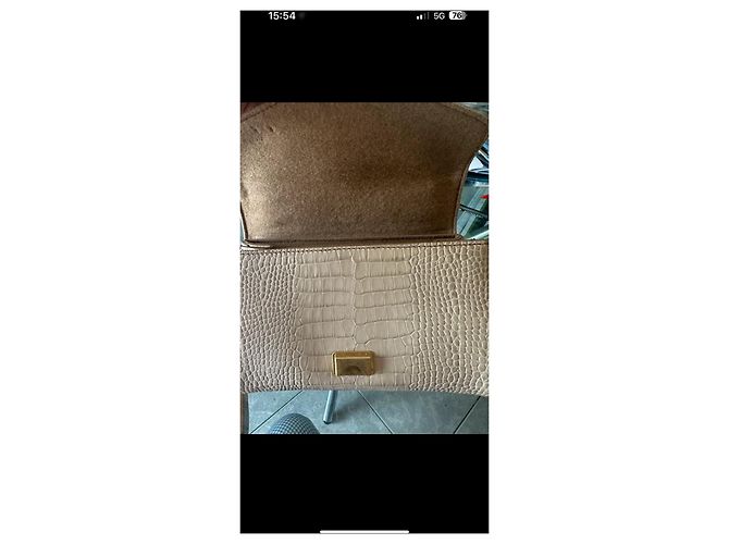 Max Mara Borsa a Spalla Rosa Croco in Pelle - vista 8